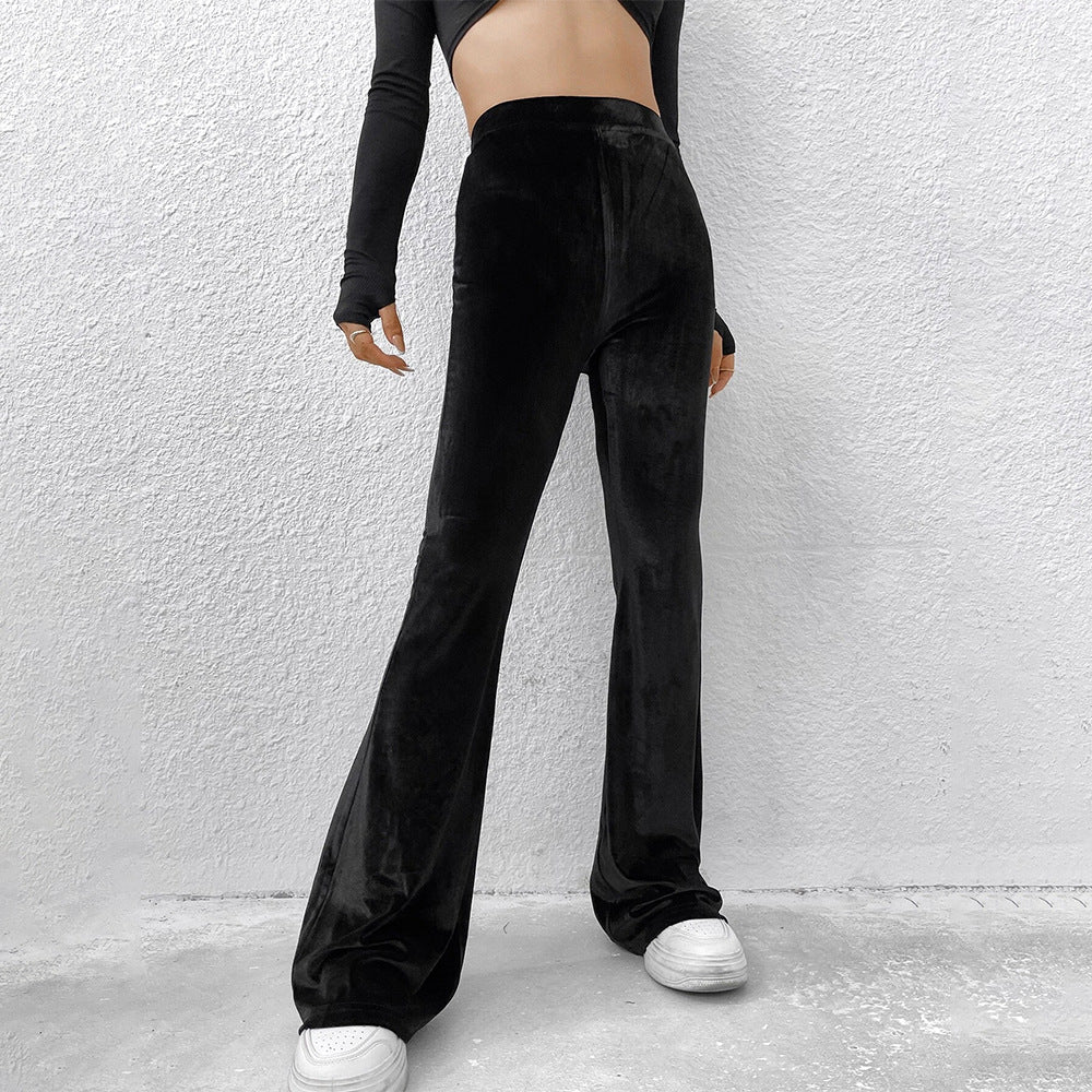 Damen Samt Flared Hose Drune