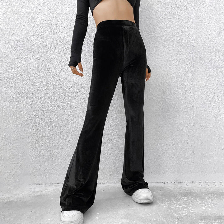 Damen Samt Flared Hose Drune