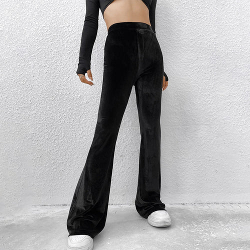 Damen Samt Flared Hose Drune