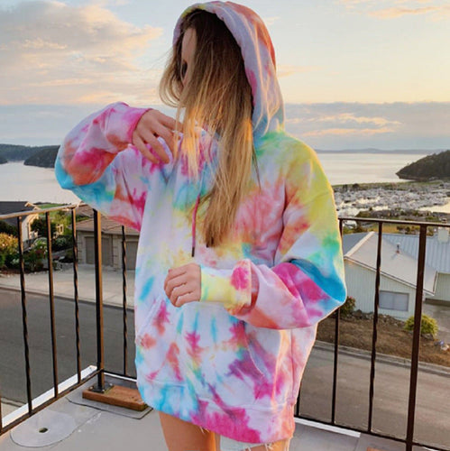 Damen Kapuzenpullover aus kuscheligem Material mit Batikdesign Drune