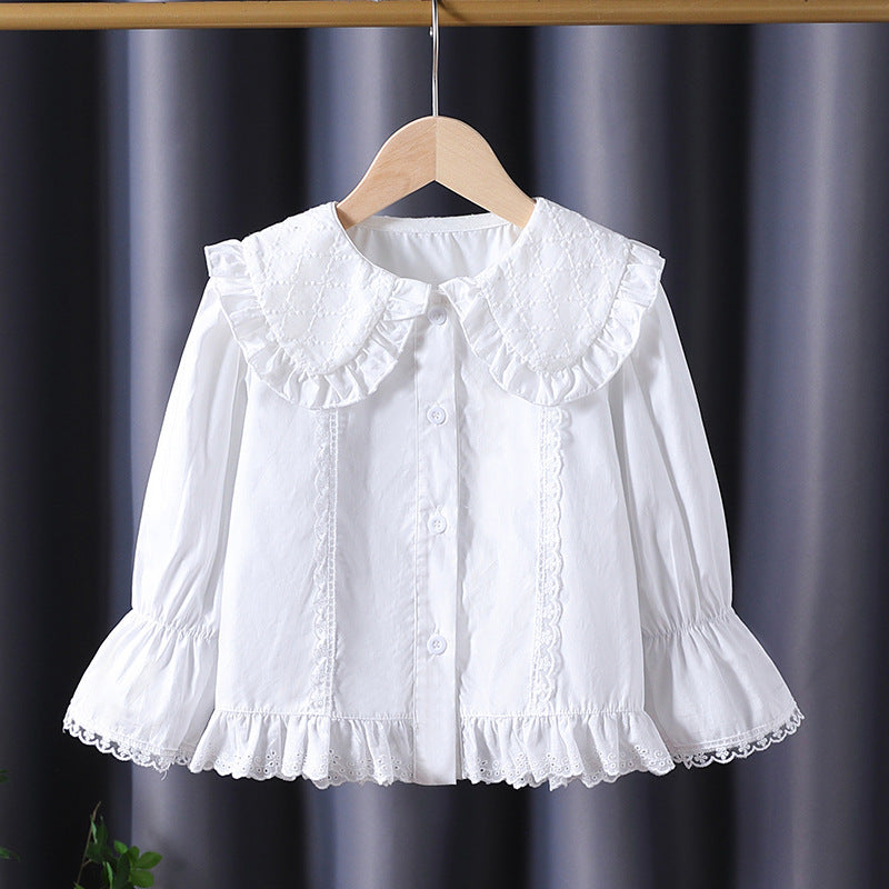 Damen Bluse mit nostalgischem Kragen und Rüschendetails Drune