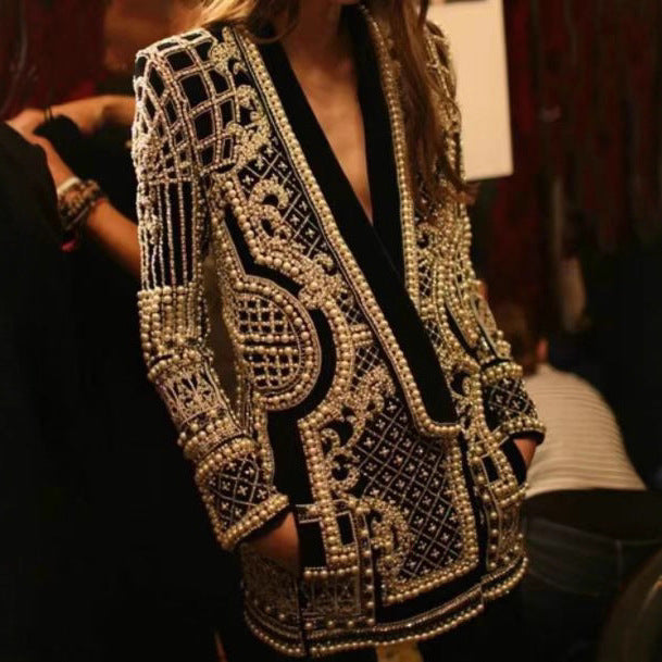 Damen Glamouröser Blazer mit Paillettenverzierung Drune