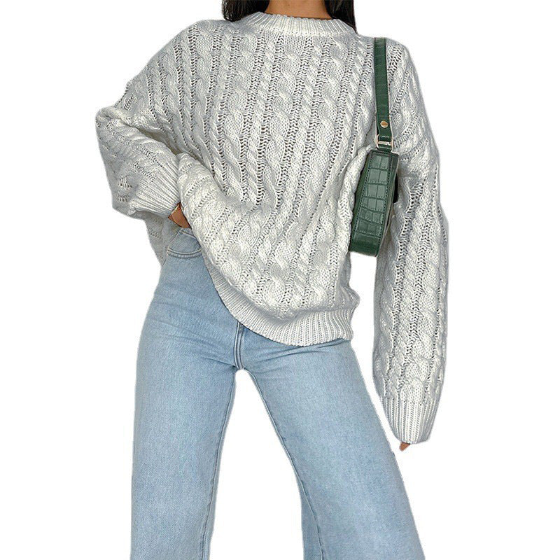 Damen Grobstrickpullover mit raffiniertem Zopfmuster aus weichem Material Drune