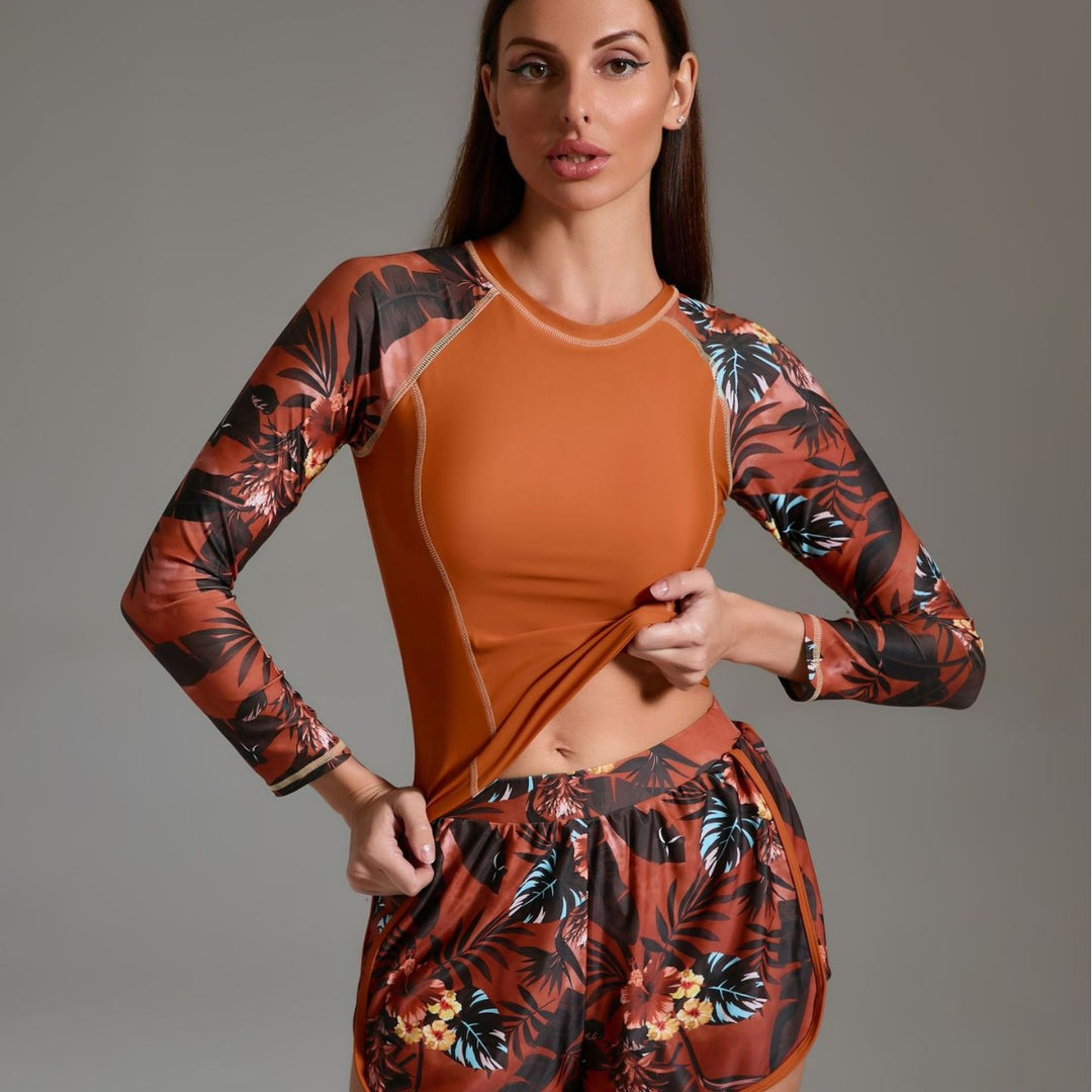 Damen Sportliches Surfanzug-Set mit floralem Design und nahtlosem Schnitt Drune