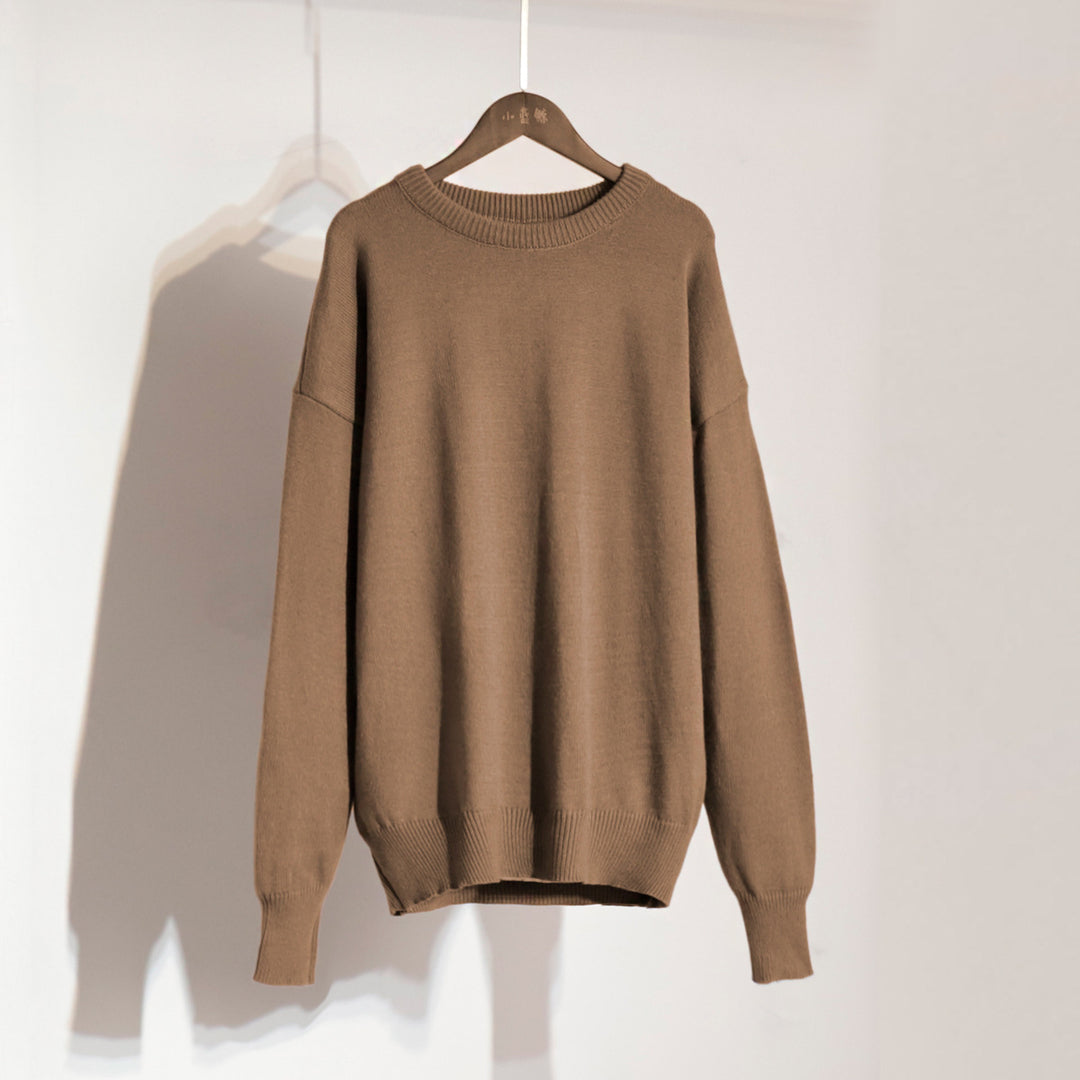 Damen Grobstrickpullover mit weitem Schnitt und lässigem V-Ausschnitt Drune