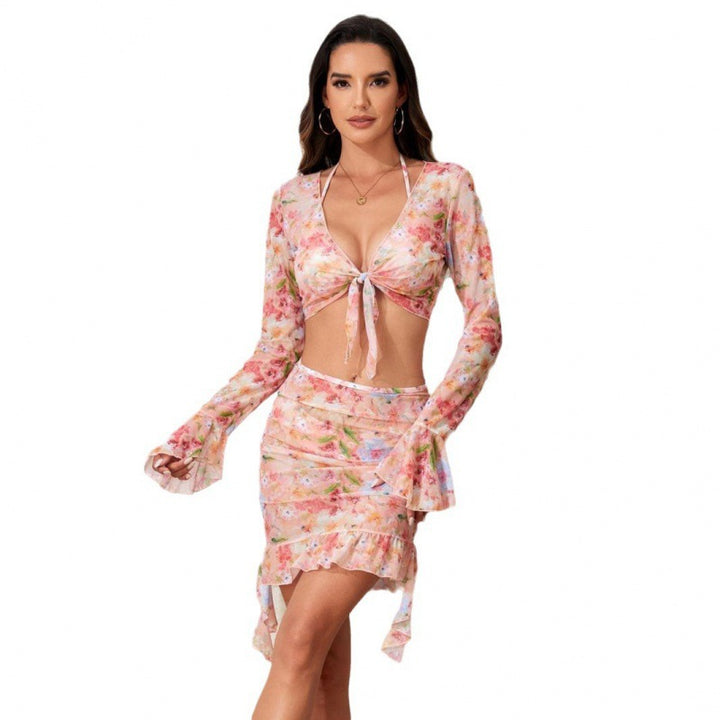 Damen Bikiniset mit floralem Design und eleganten Rüschendetails Drune