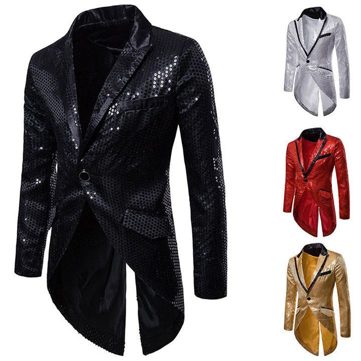 Herren eleganter Pailletten-Blazer mit asymmetrischem Schnitt und luxuriösem Design Drune