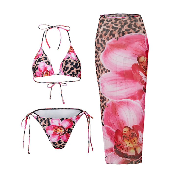 Damen Triangel-Bikini mit floralem und tierischem Muster Drune