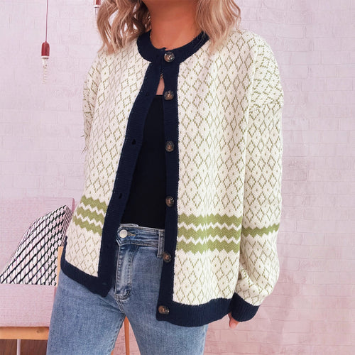 Damen Strickjacke mit vielseitigem Muster und eleganten Knopfdetails Drune