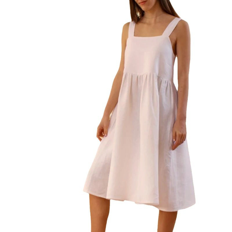 Damen Sommerkleid mit tiefem Rückenausschnitt und Knopfdetails Drune