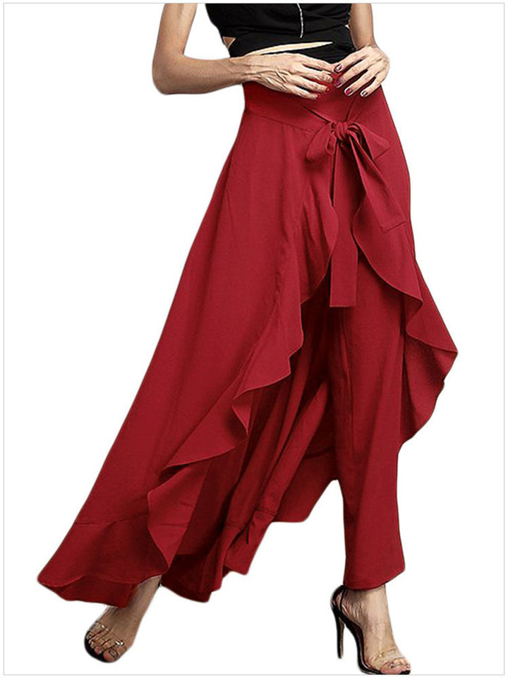 Damen Eleganter Wickelrock mit Rüschen Drune