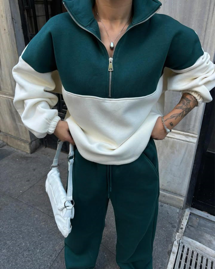 Damen Relaxed-Fit Sweatshirt und komfortable Sporthose Set Drune