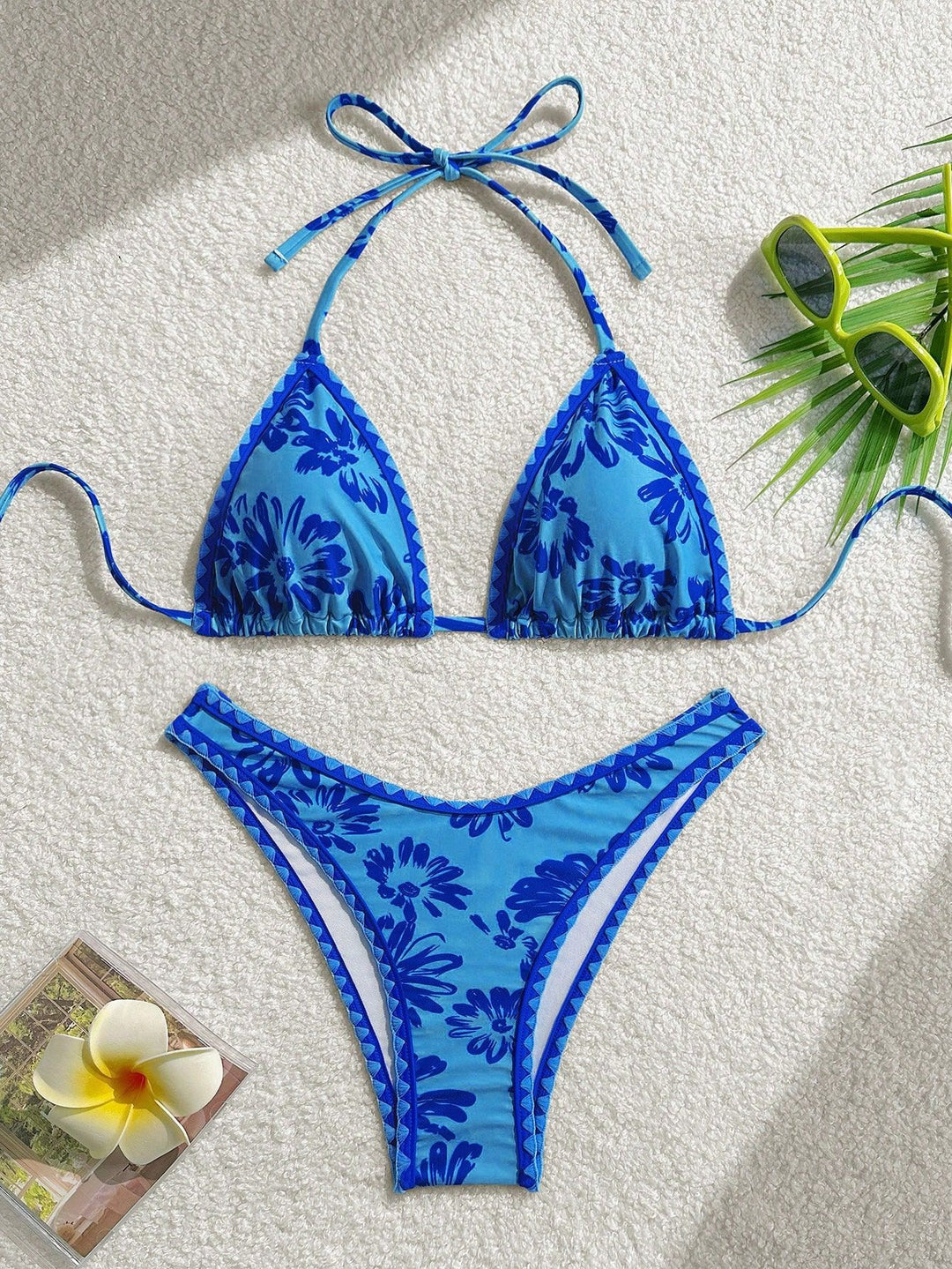 Damen Triangel-Bikini mit verspieltem Blumenmuster Drune