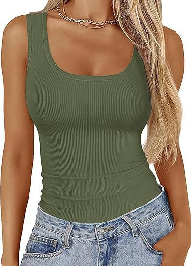 Damen Körperbetontes Oberteil mit breiten Trägern und geripptem Design Drune