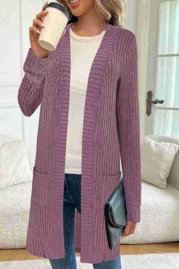 Damen Strickjacke mit asymmetrischem Saum und praktischen Taschen Drune