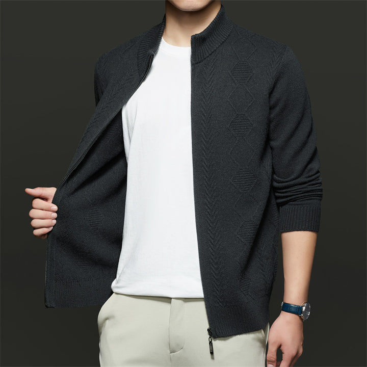 Herren Strickjacke mit modernem Zipper und strukturiertem Design Drune