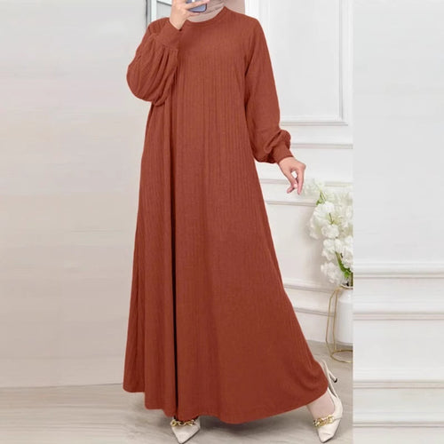 Damen Maxikleid mit elegantem Rippenmuster und lässigem Schnitt Drune