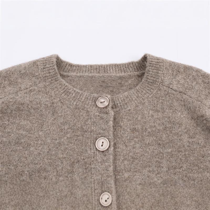 Damen kuschelige Strickjacke mit Knopfverschluss und Raglanärmeln Drune