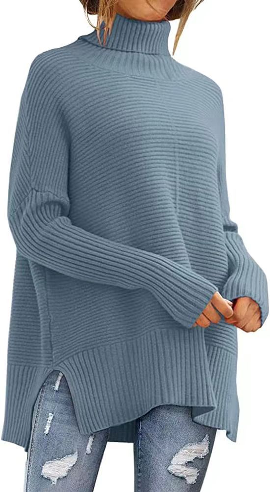Damen Großer Rollkragenpullover mit feiner Rippstruktur und asymmetrischem Schnitt Drune