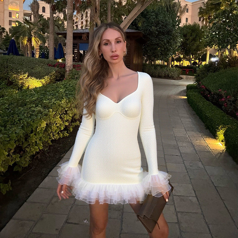 Damen Minikleid mit voluminösen Rüschendetails und formendem Oberteil Drune