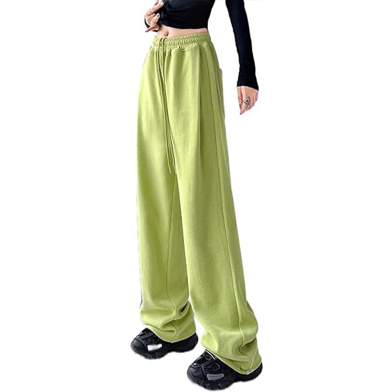 Damen nan lockerfallende Palazzohose aus Sweat mit hochgeschnittenem Komfortbund, Tunnelzug und seitlichen Eingrifftaschen Drune