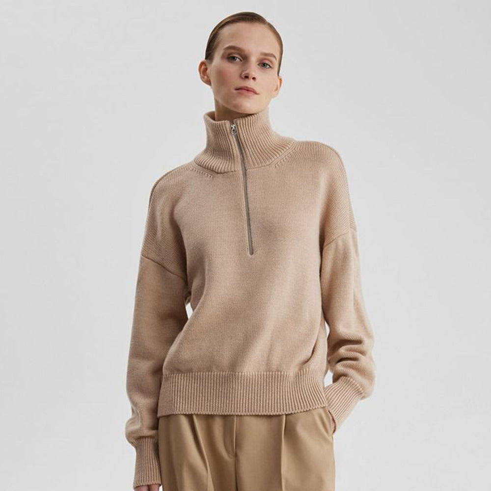 Damen Pullover mit hohem Kragen und Reißverschluss Drune