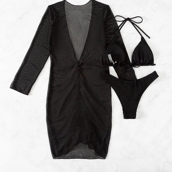 Damen Strandkleid mit elegantem Wickeldesign Drune