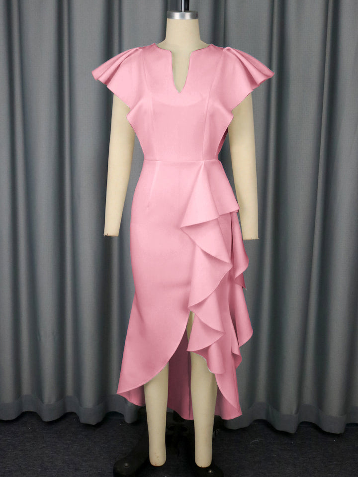Damen Elegantes Wickelkleid mit voluminösen Drapierungen Drune