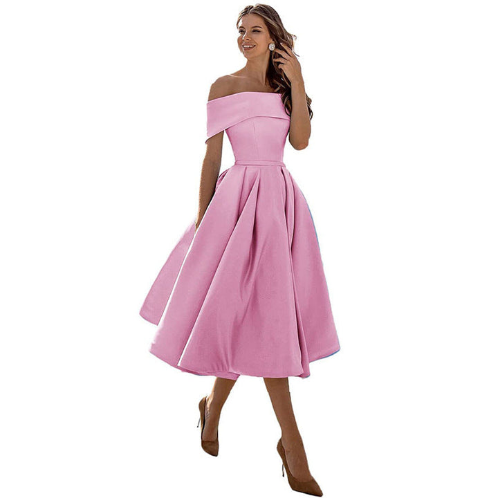 Drune | Legere Mode Satin Cocktailkleid Ohne Träger