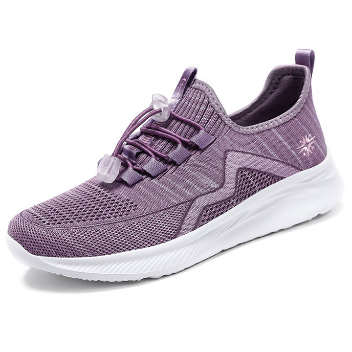 Damen nan gestrickte Slip-On-Sneaker mit elastischer Schnürung, gepolsterter Innenfütterung und dämpfender Profilsohle Drune