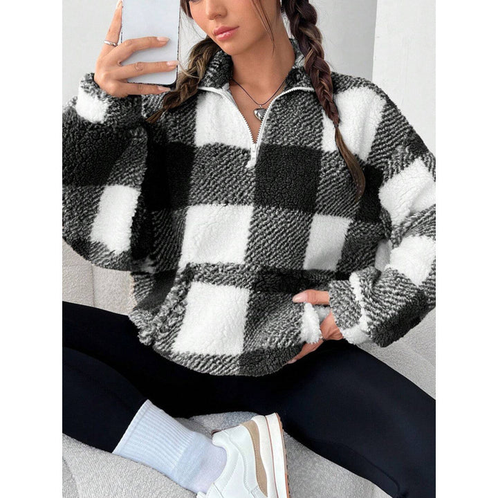 Damen kuscheliger Fleece-Pullover mit hohem Kragen Drune