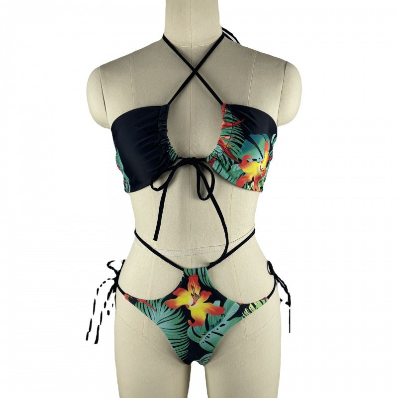 Damen Bikiniset mit floralem Design und verstellbaren Trägern Drune