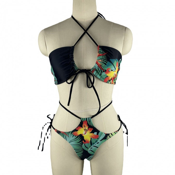 Damen Bikiniset mit floralem Design und verstellbaren Trägern Drune