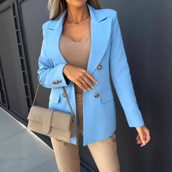 Damen Eleganter Blazer mit doppelt abgefügten Knöpfen und modernem Schnitt Drune