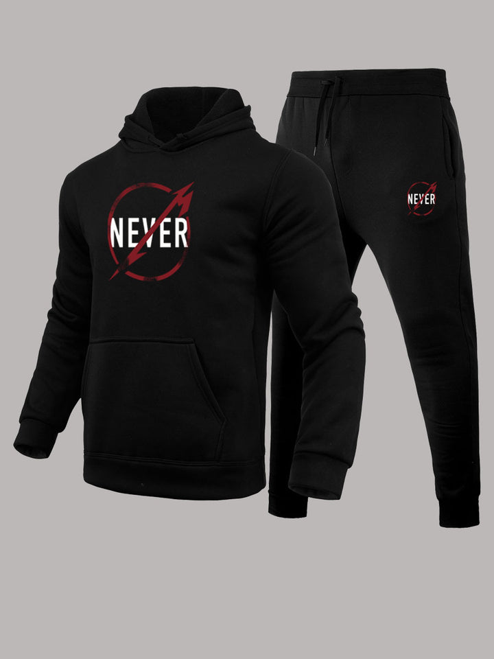 Herren Kapuzenpullover und Jogginghose Set mit motivierendem Aufdruck Drune