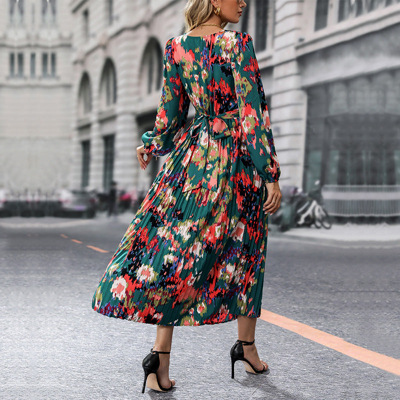 Damen Maxikleid mit floralem Design und elegantem Schlitz Drune