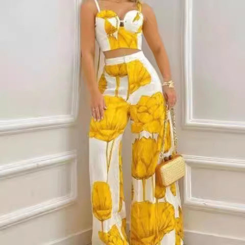 Damen Zweiteiliges Set mit floralem Design und schickem Bustier Drune