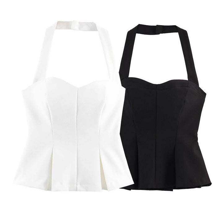 Damen Chic Haltertop mit tailliertem Schnitt und raffinierter Rüsche Drune