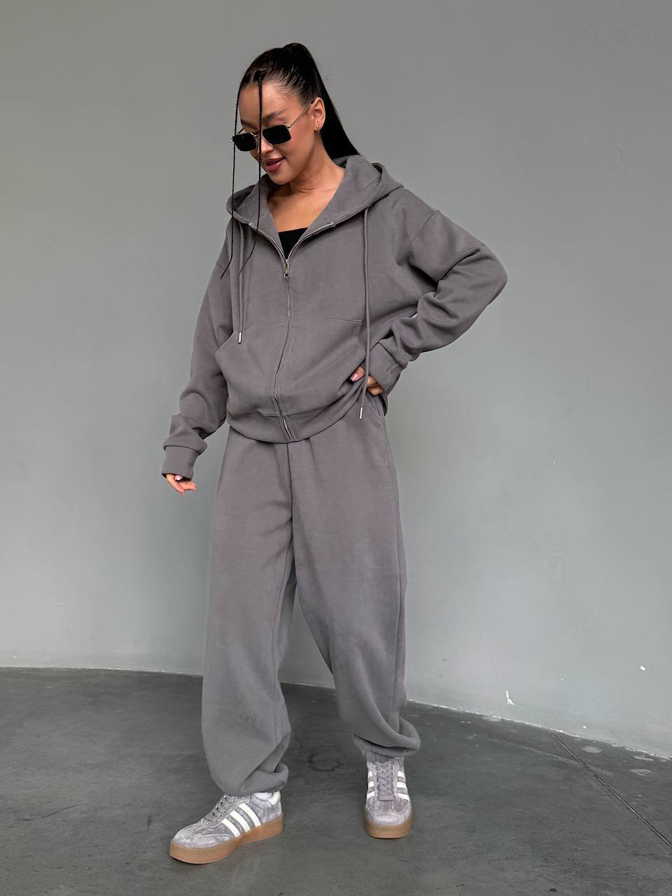 Damen lässiger Hoodie-Jumpsuit mit praktischem Reißverschluss Drune