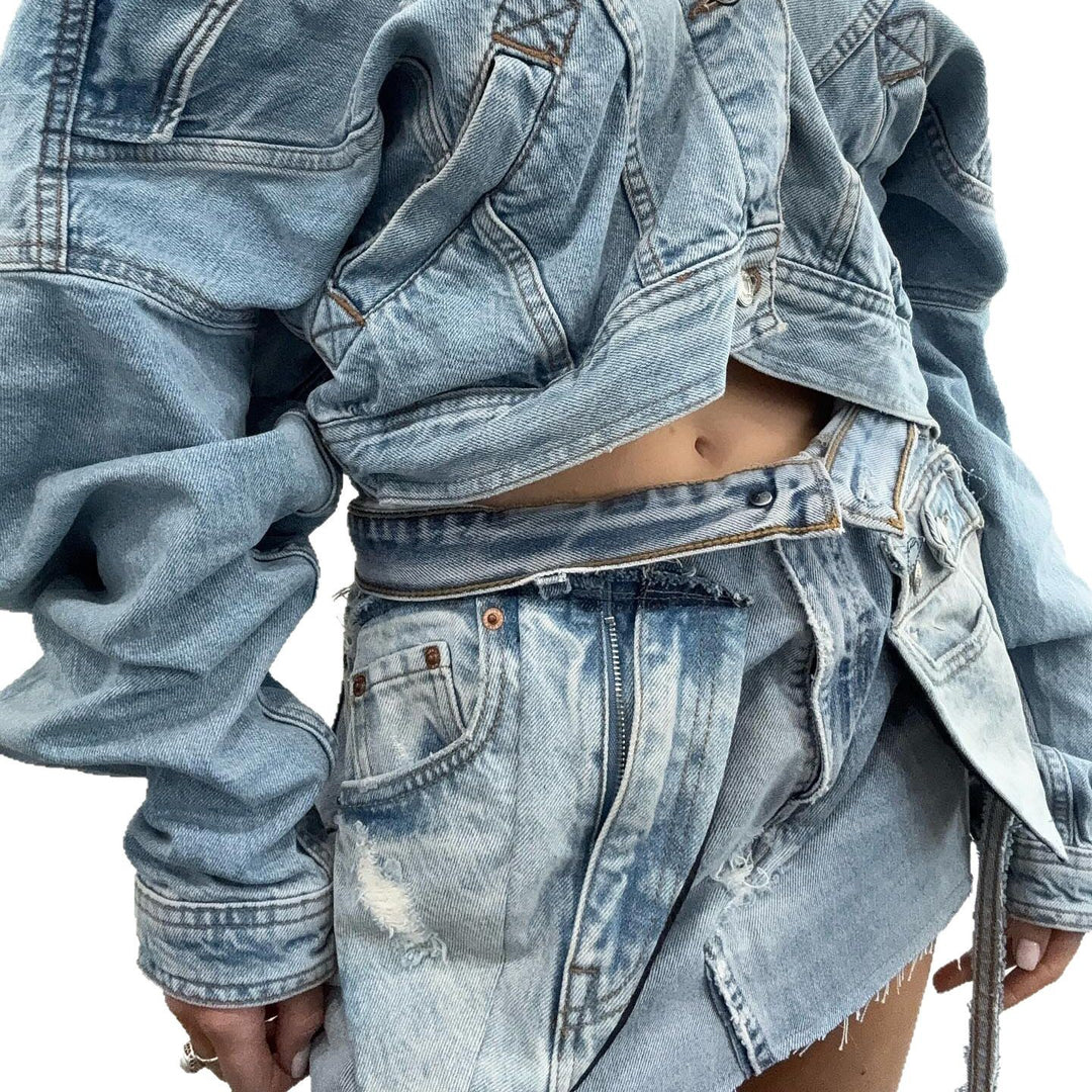 Damen Denim-Jacke mit lässigem Schnitt und modischen Destroyed-Details Drune