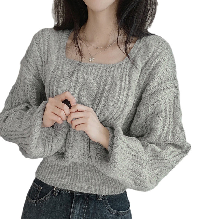 Damen modischer Strickpullover mit Kabelmuster und weitem Schnitt Drune