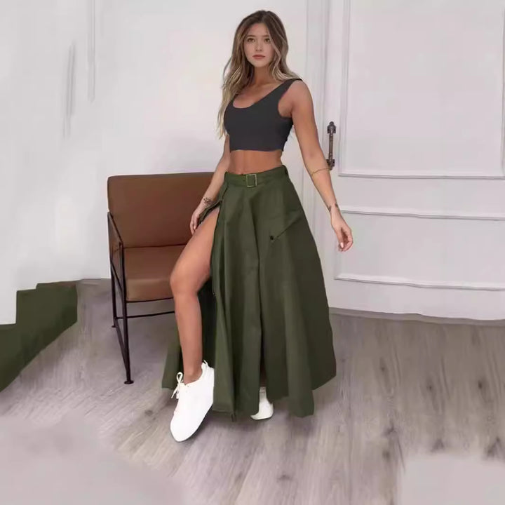 Damen Eleganter Rock mit hohe Taille und seitlichem Schlitze Drune