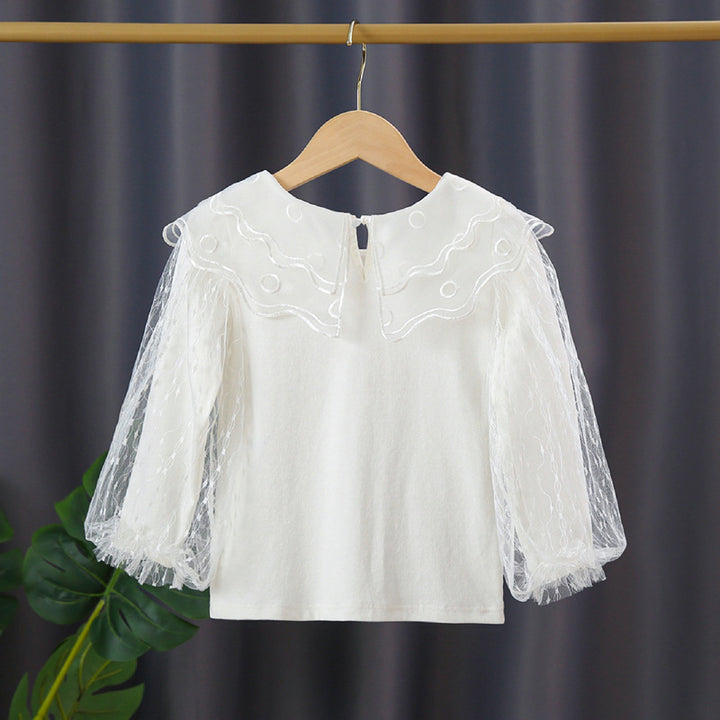 Mädchen elegante Bluse mit transparenten Tüllärmeln Drune
