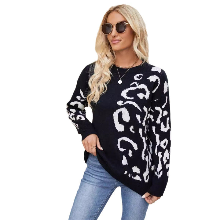 Damen modischer Pullover mit wildem Leo-Design Drune