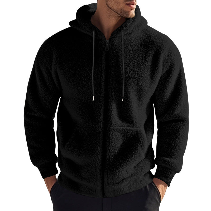 Herren kuschelige Fleecejacke mit Kapuze Drune