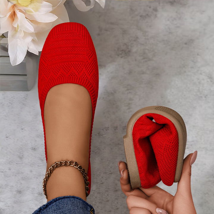 Damen Bequeme Ballerinas aus elastischem Strickmaterial mit flexibler Sohle Drune