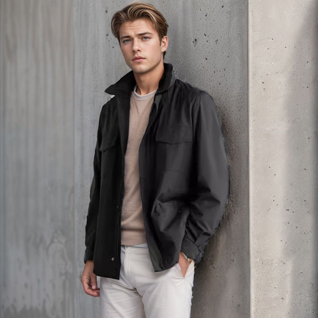 Herren vielseitige Utility-Jacke mit hohen Kragen und praktischen Taschen Drune