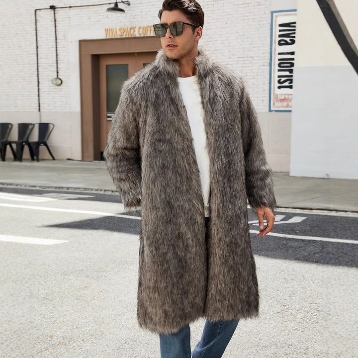 Herren Eleganter und kuscheliger Langmantel aus Kunstfell Drune