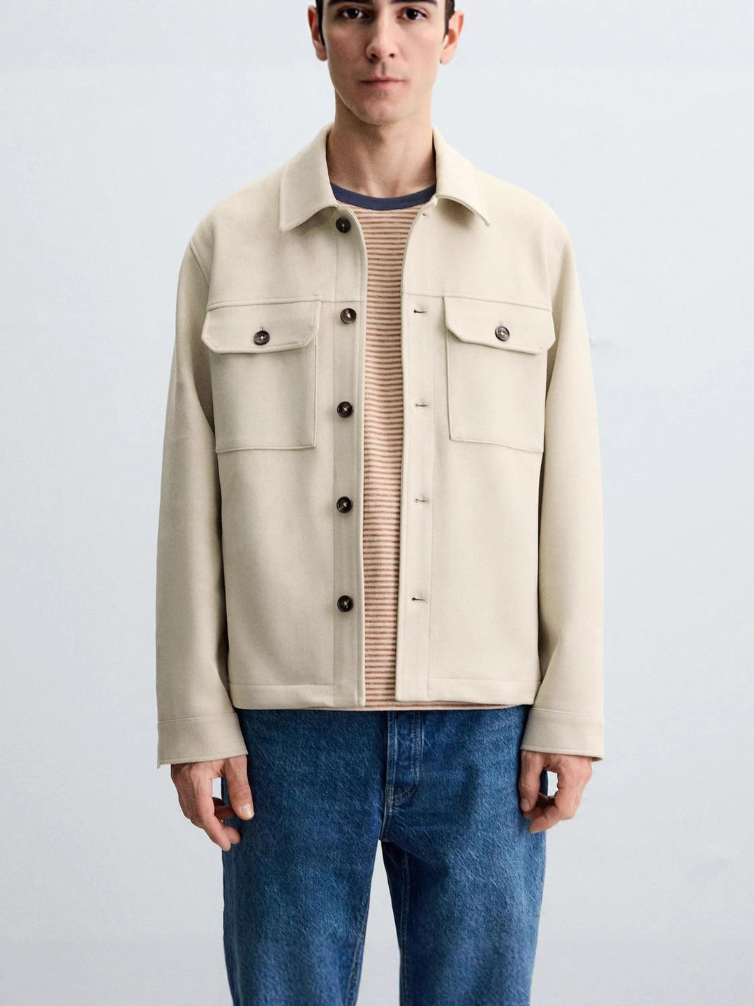 Herren modische Overshirt-Jacke mit robusten Brusttaschen und praktischen Druckknöpfen Drune