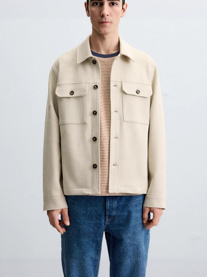 Herren modische Overshirt-Jacke mit robusten Brusttaschen und praktischen Druckknöpfen Drune